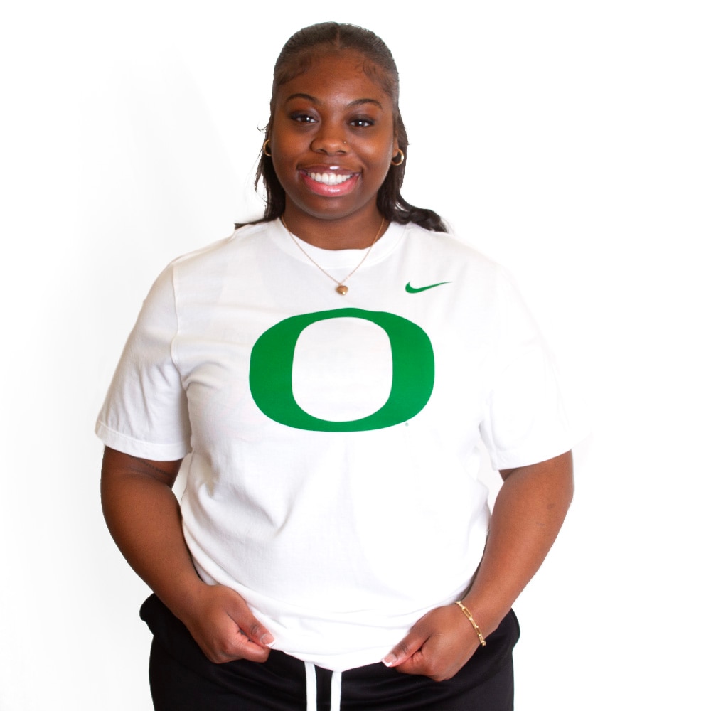 Classic Oregon O, Nike, White, Crew Neck, Cotton, Men, Unisex, 155gsm, Jersey-style fabric, T-Shirt, 839788